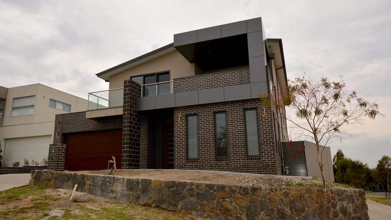 Low angle view of a modern home