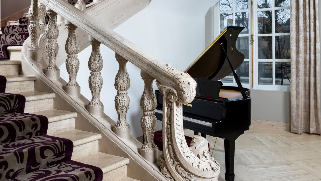 Interior staircase banister built by Mill Creek 