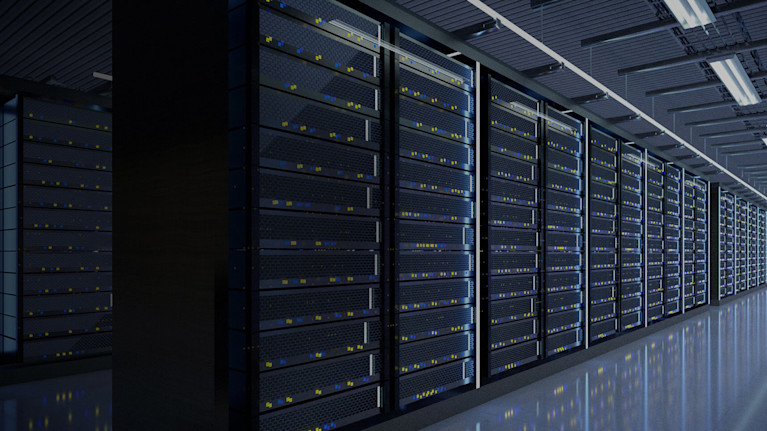 A series of servers lined up in a data center
