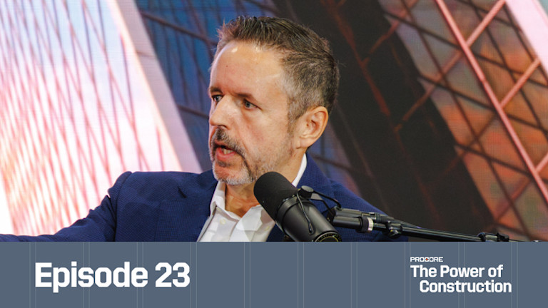 A man talking on Procore's podcast