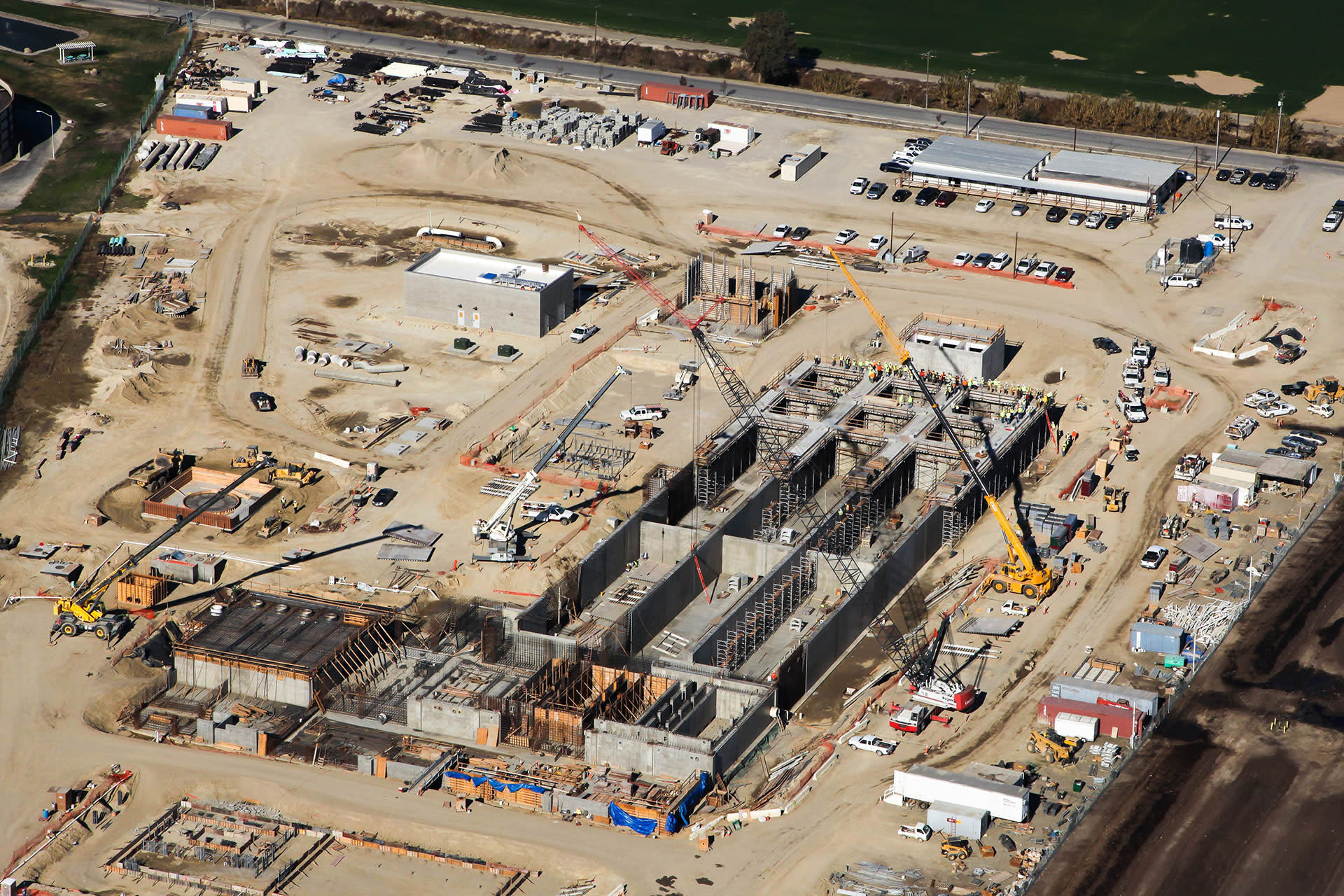 Aerial view of a construction site