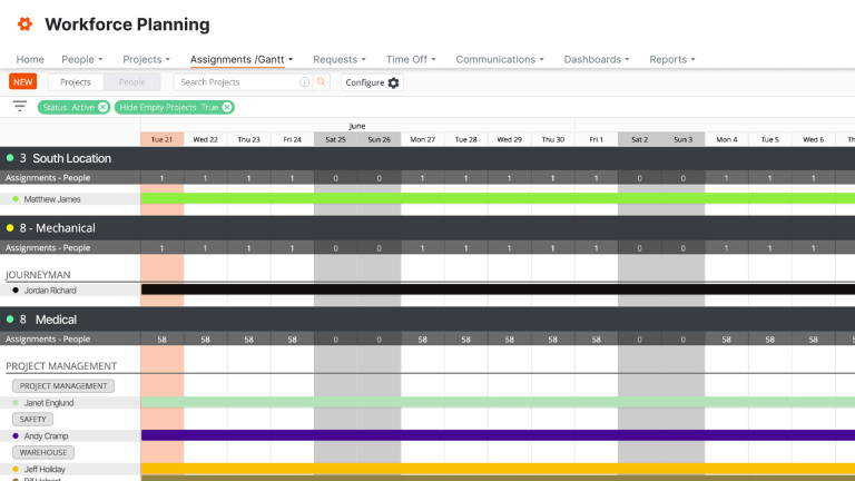 "Workforce planning" product screen capture