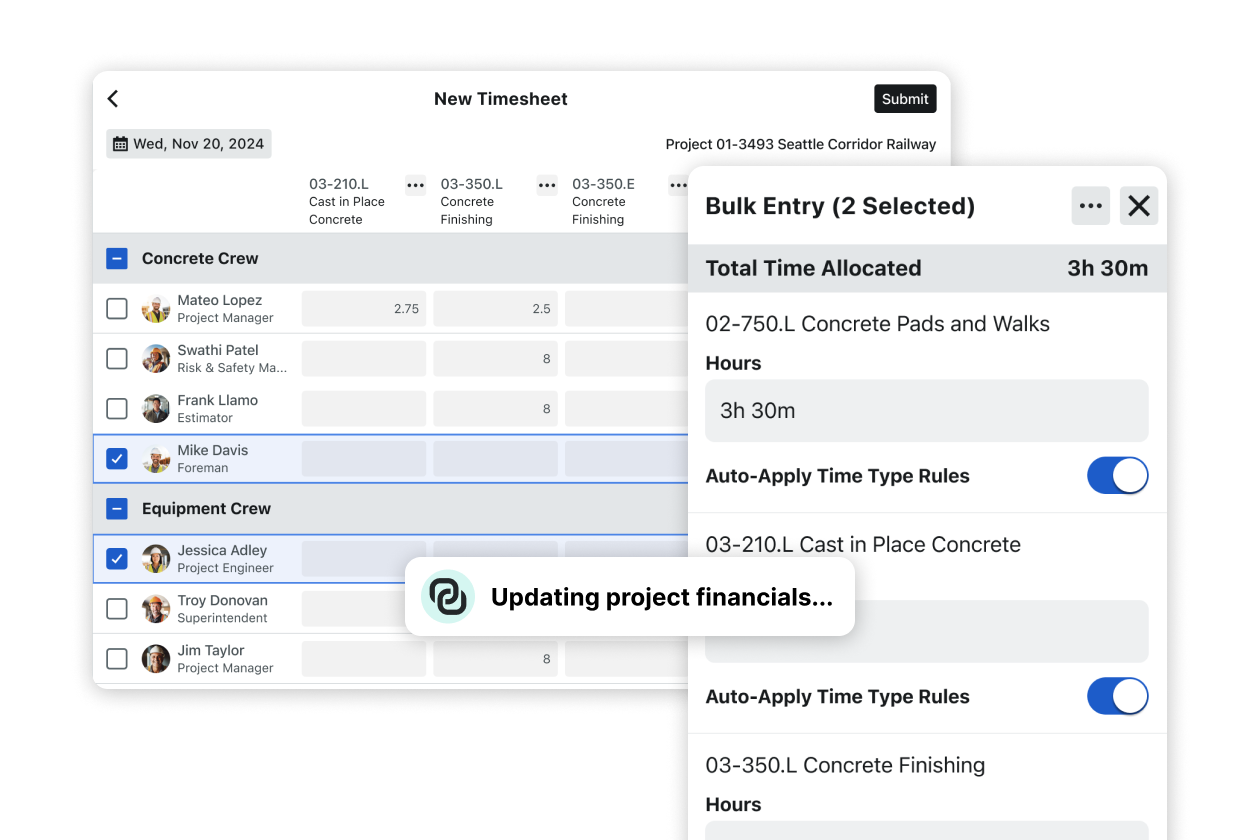 Procore's UI on a desktop and a phone