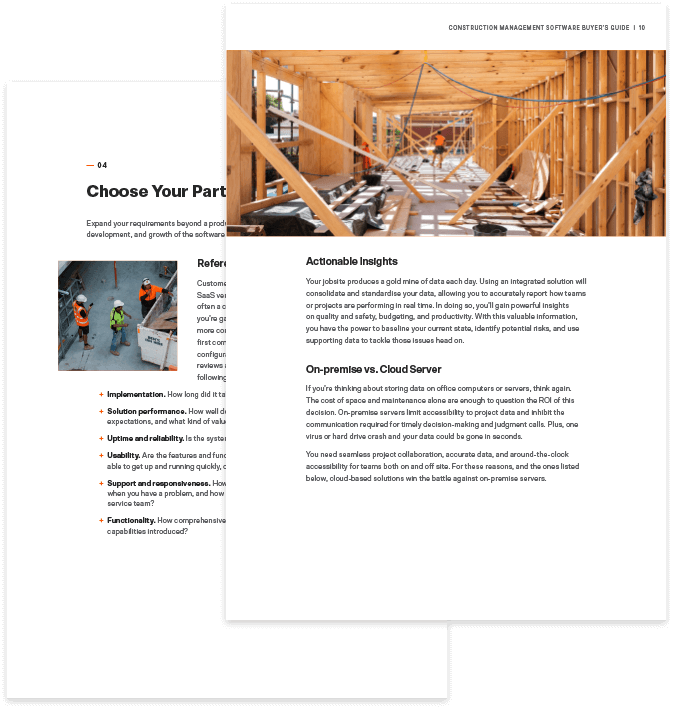 Interior pages of Construction Managament Software Buyer's Guide Ebook
