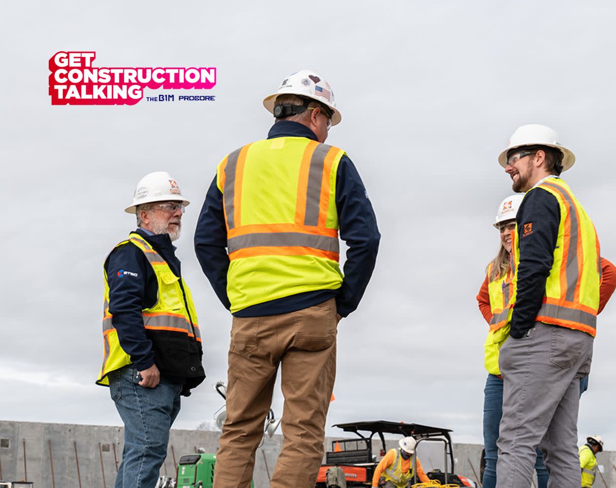 Eldeco construction workers standing on a construction site