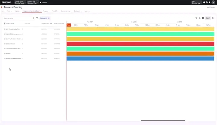Animation of Procore's Resource Planning product UI