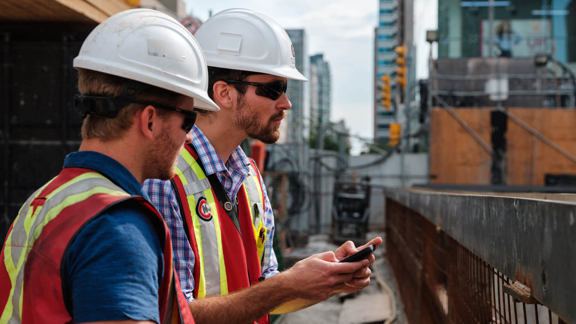 Contractors on construction site