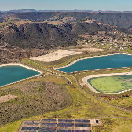 3 water ponds in a valley