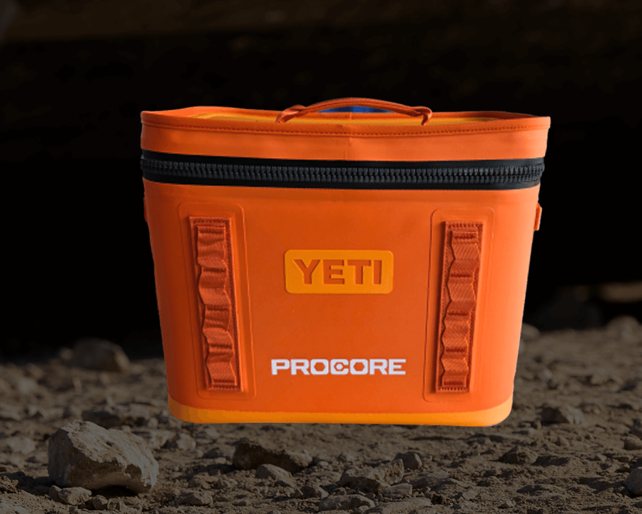 Yeti cooler on the ground