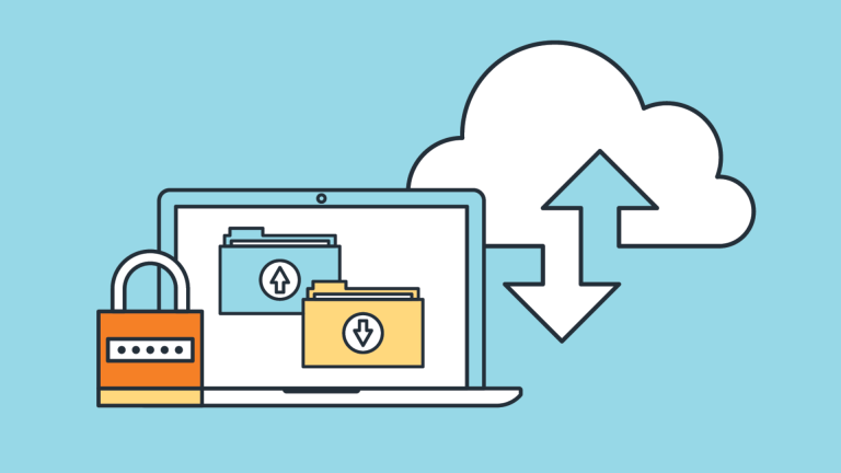 Vector image of cloud storage and security