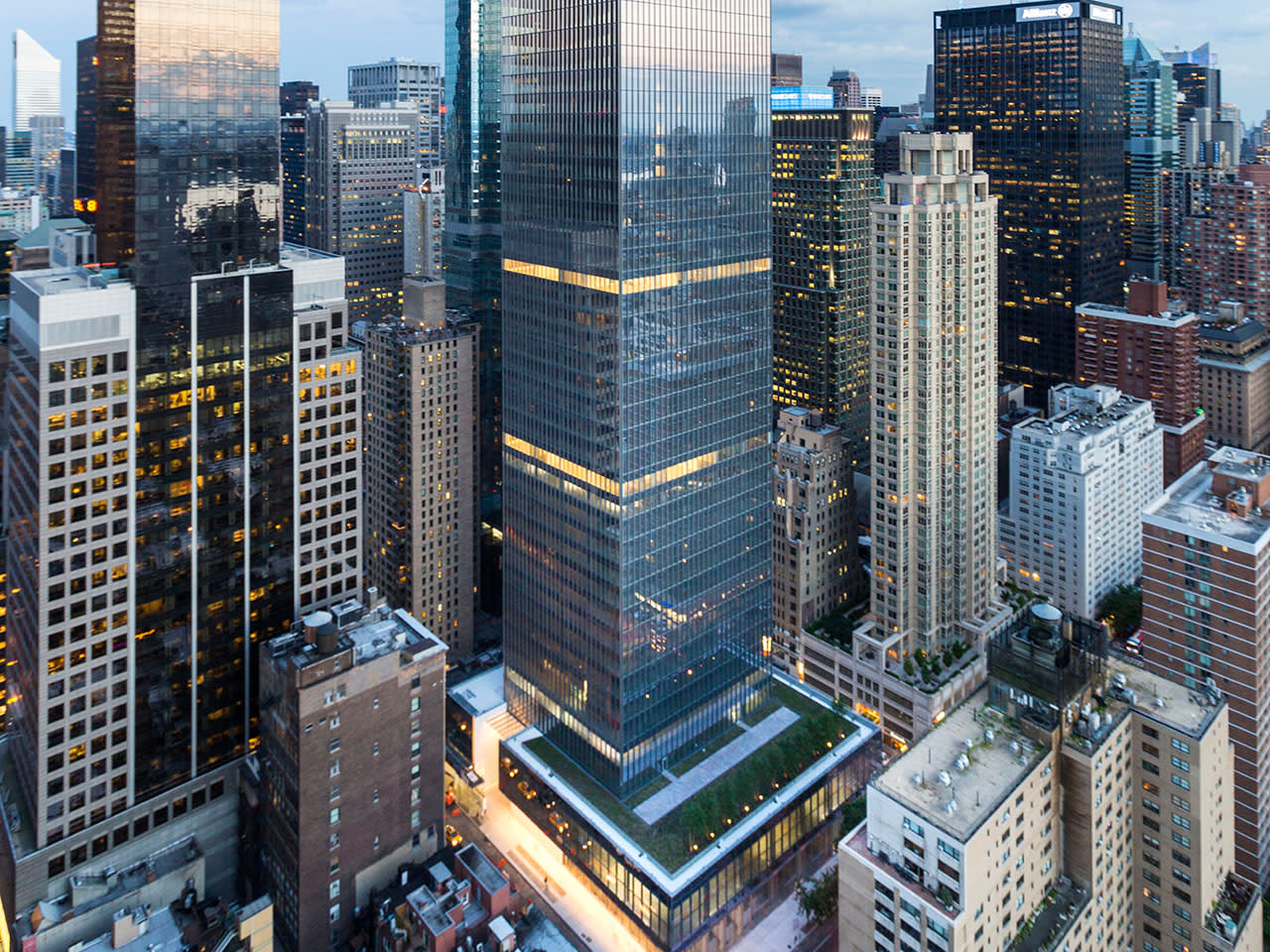 Aerial view of New York skyscrapers