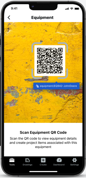 Procore's Equipment product screen on a phone