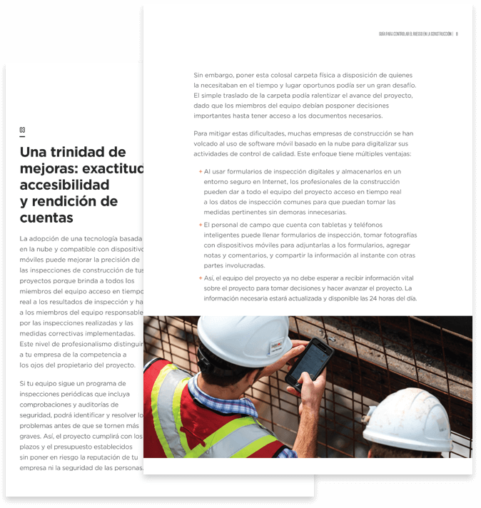 Interior pages of Construction Risk Management Guide Ebook