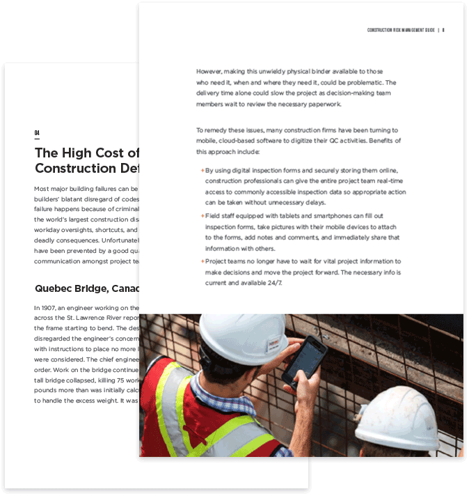 Interior pages of Construction Risk Management Guide Ebook