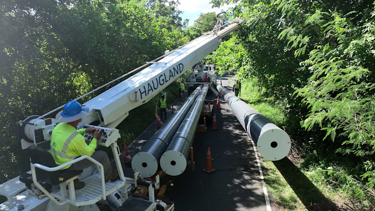 Haugland Group Cranes clearing a roadway