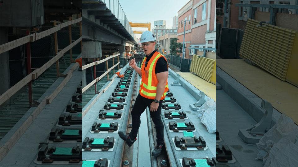 Fred Mills of B1M standing on the Metro North viaduct project. Source: The B1M