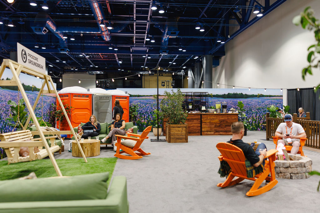 Procore's Groundbreak conference lounge area