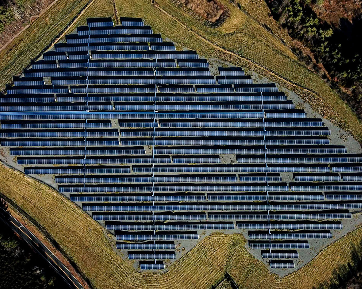 Arial view of solar panels