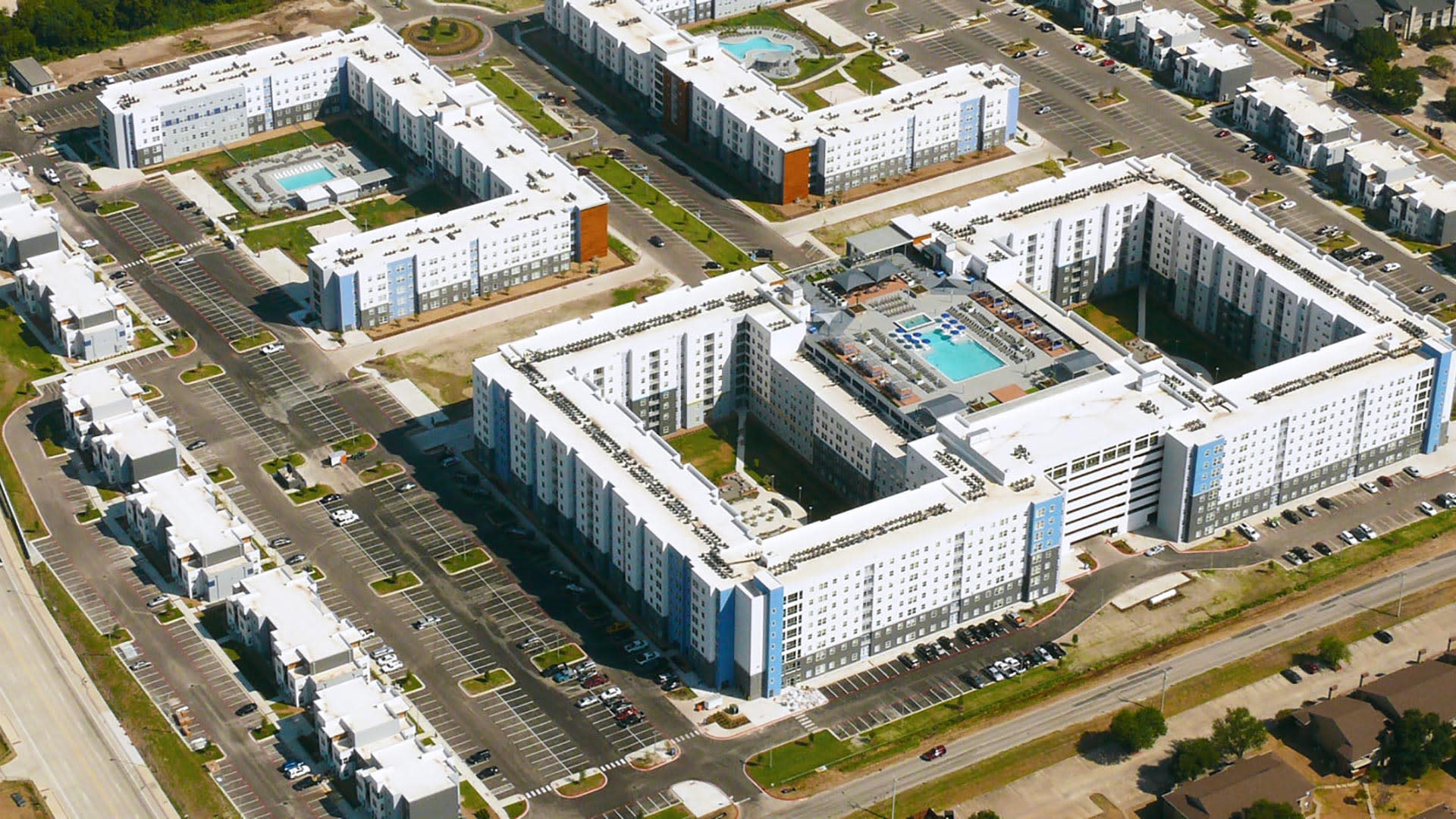 Aerial view of hotel's different towers