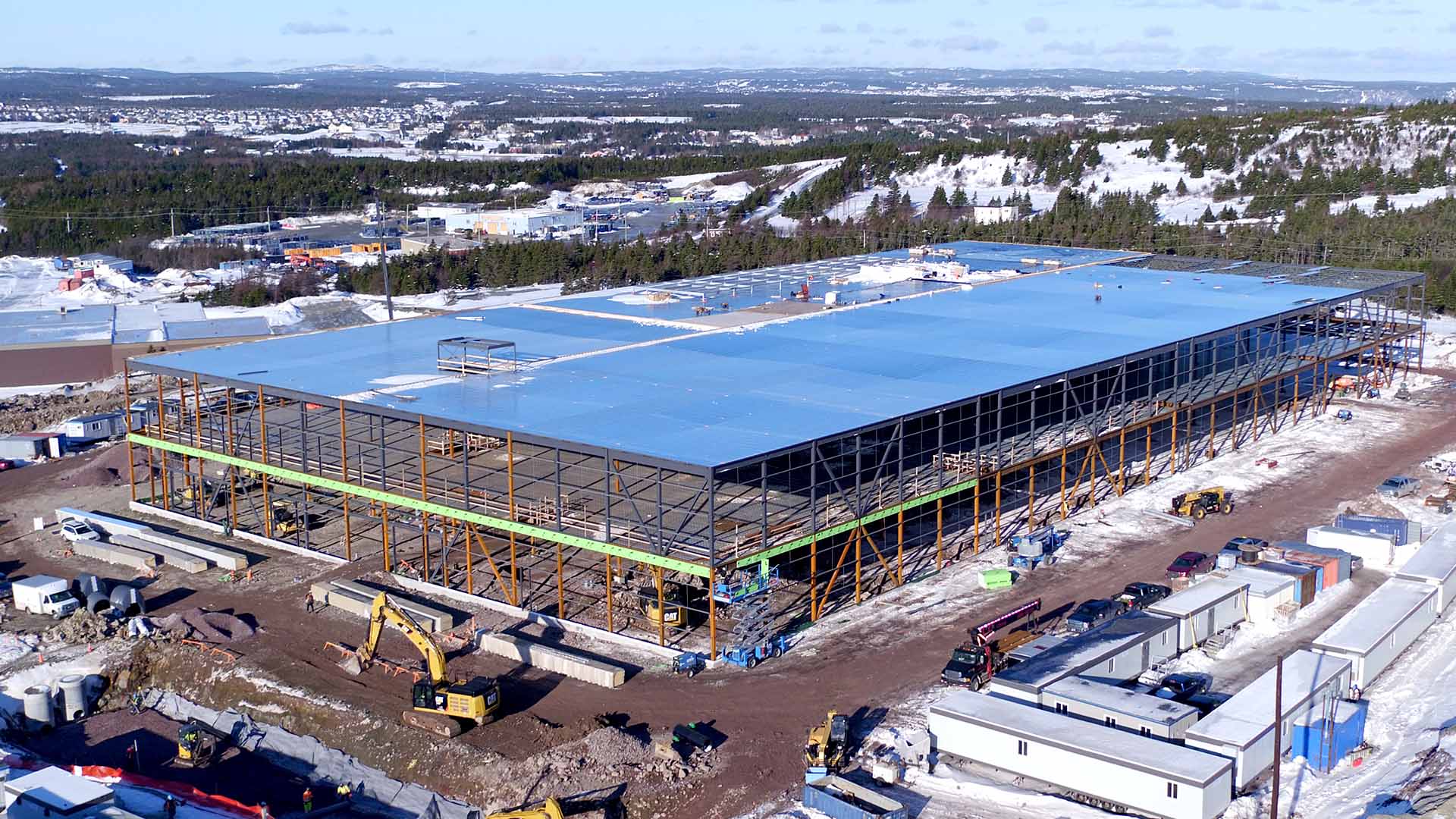 Aerial view of a construction site