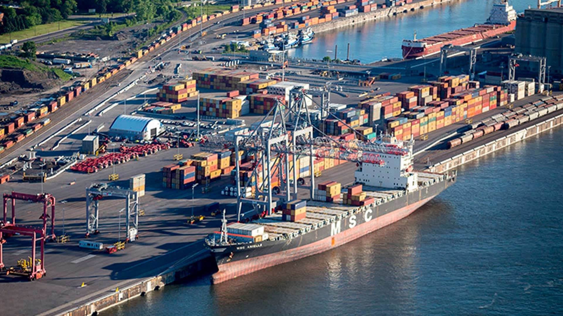 Cargo ship being loaded