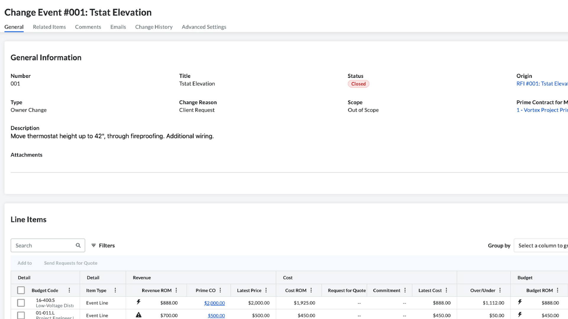 "Change management" product screen capture