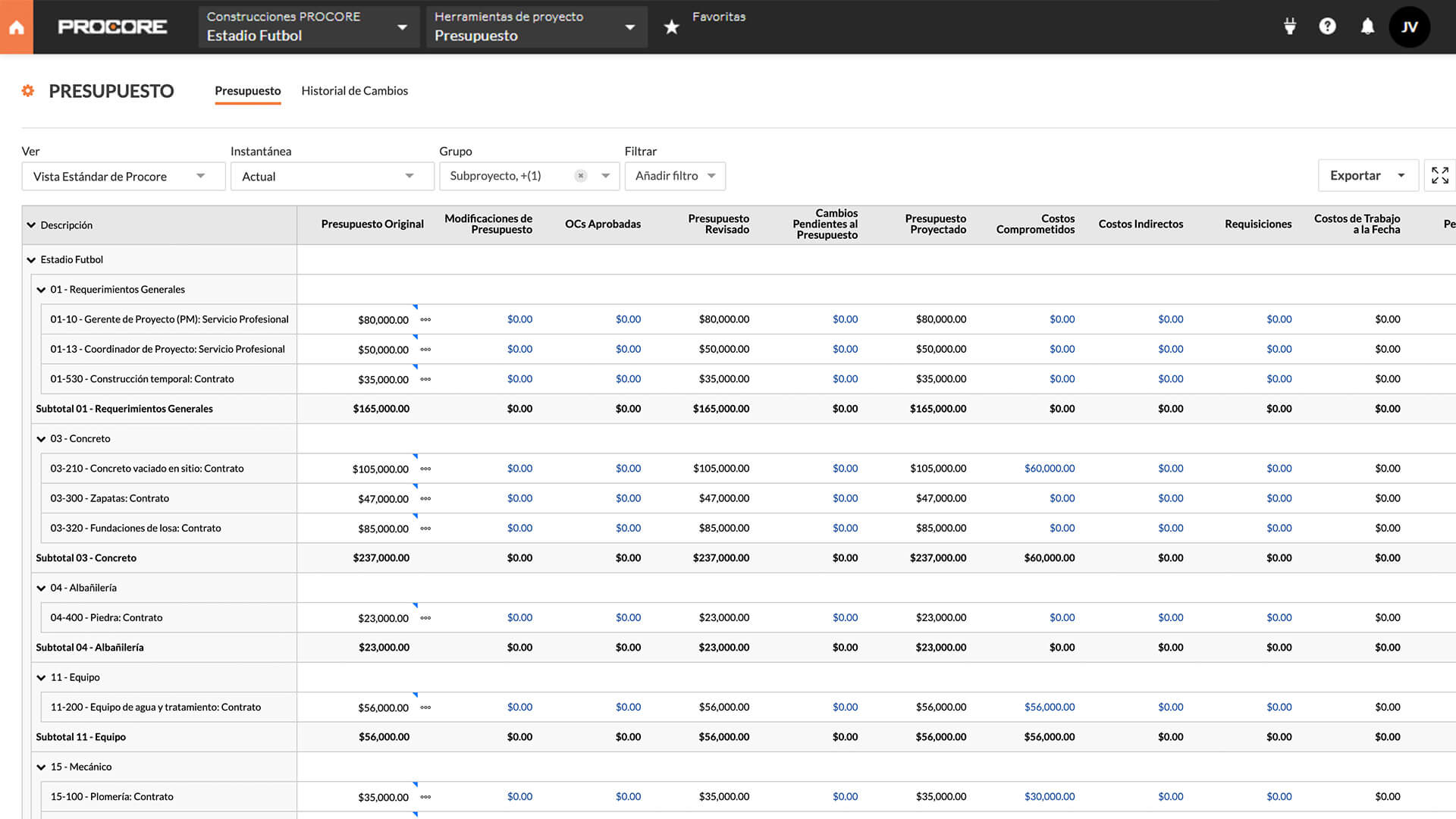 Software De Proyecto Financiero | Procore