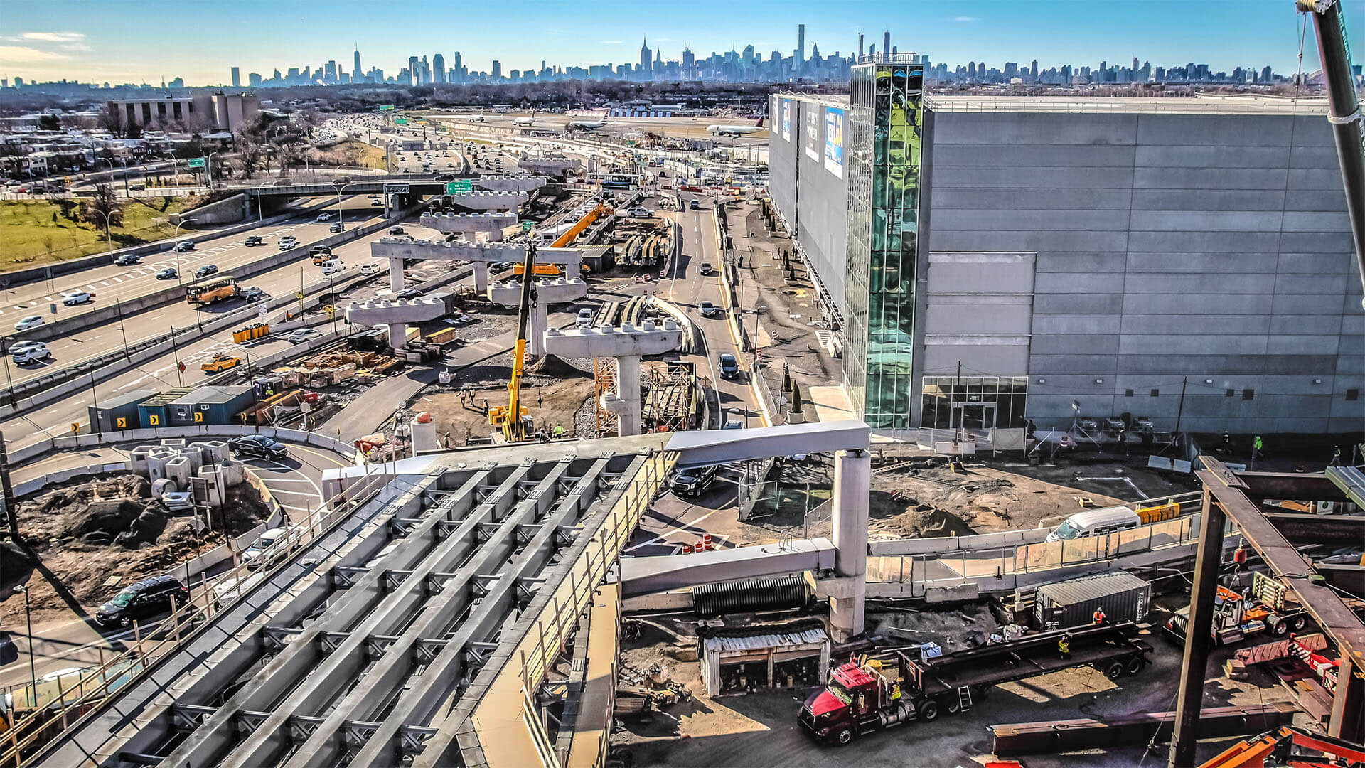 Aerial view of a construction site