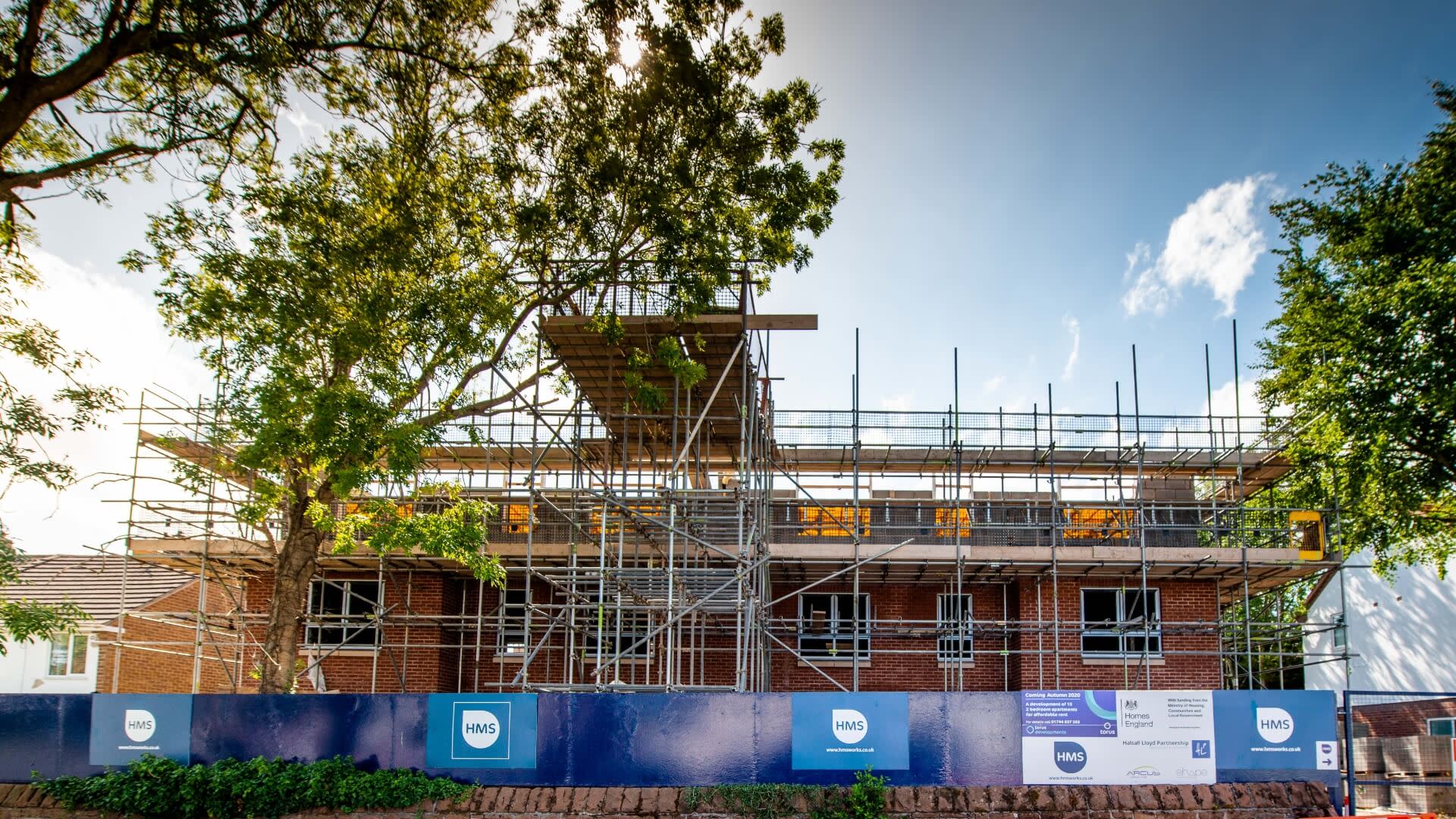 Scaffolding in front of a house