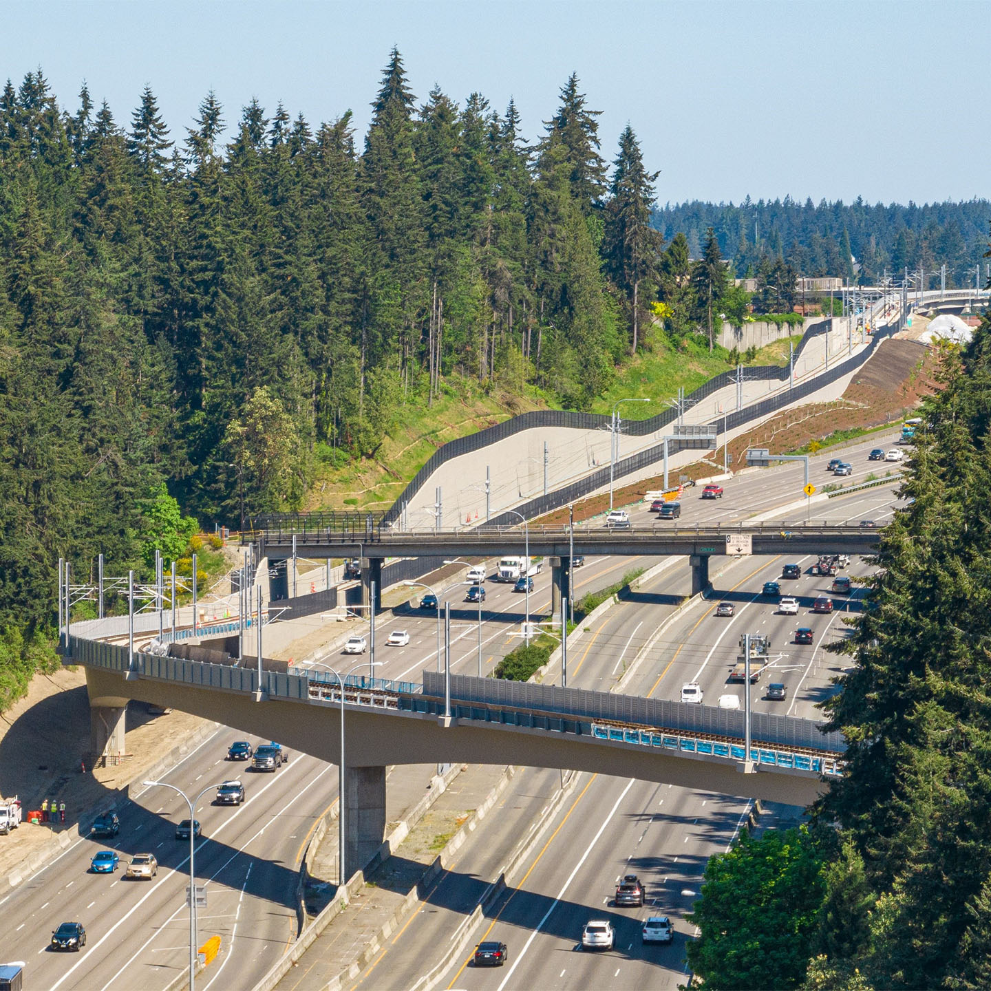 a highway with cars on it