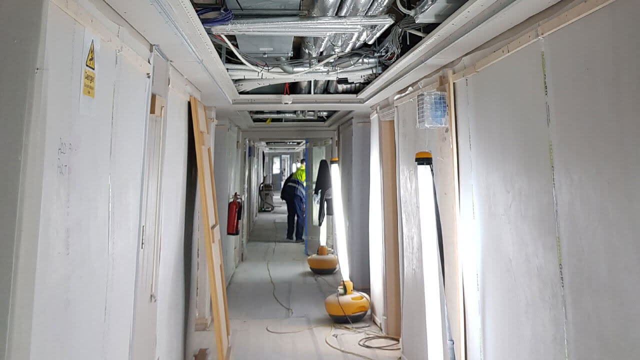 Construction site hallway