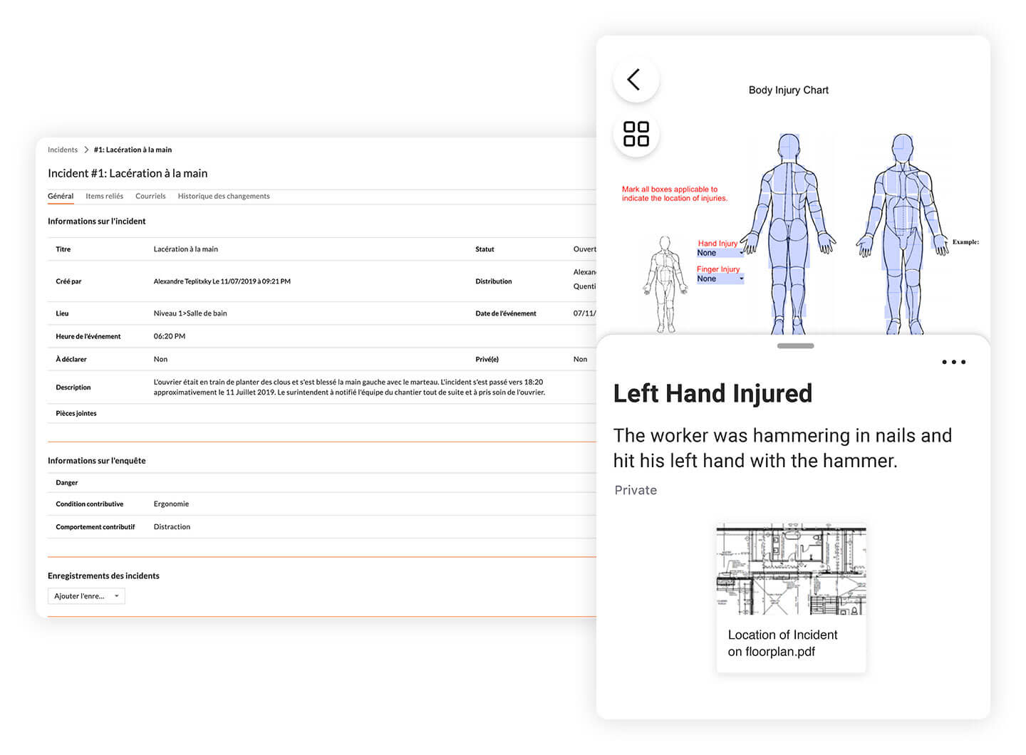 Quality & Safety Procore App screens