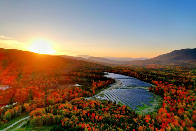 Solar farm in MN on a fall evening