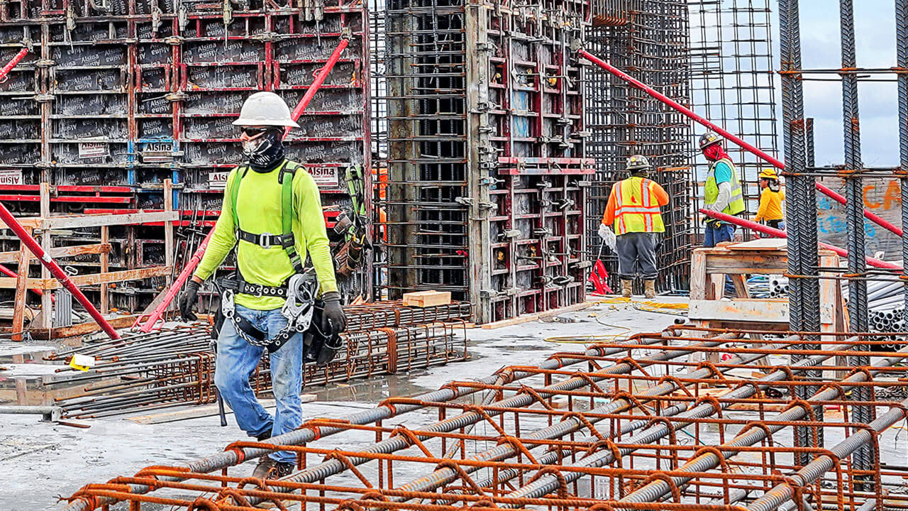 Construction workers on site