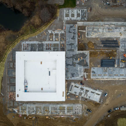 Aerial view of a construction site