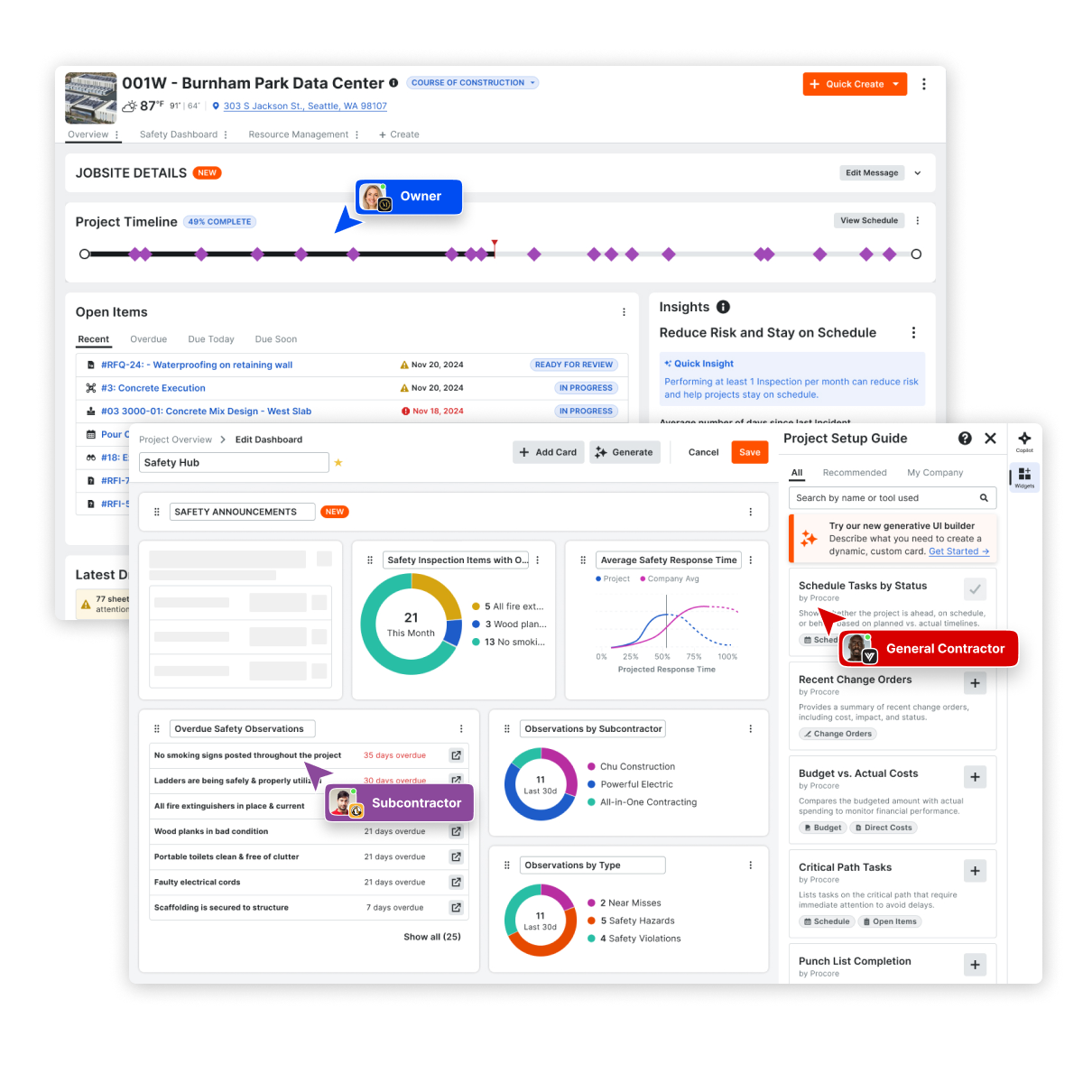 Procore UI screens