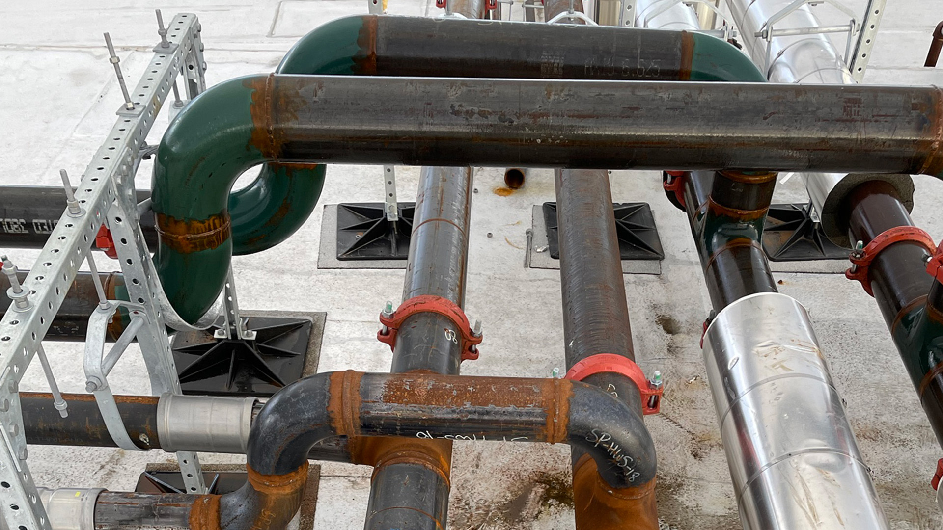 A group of pipes in a factory