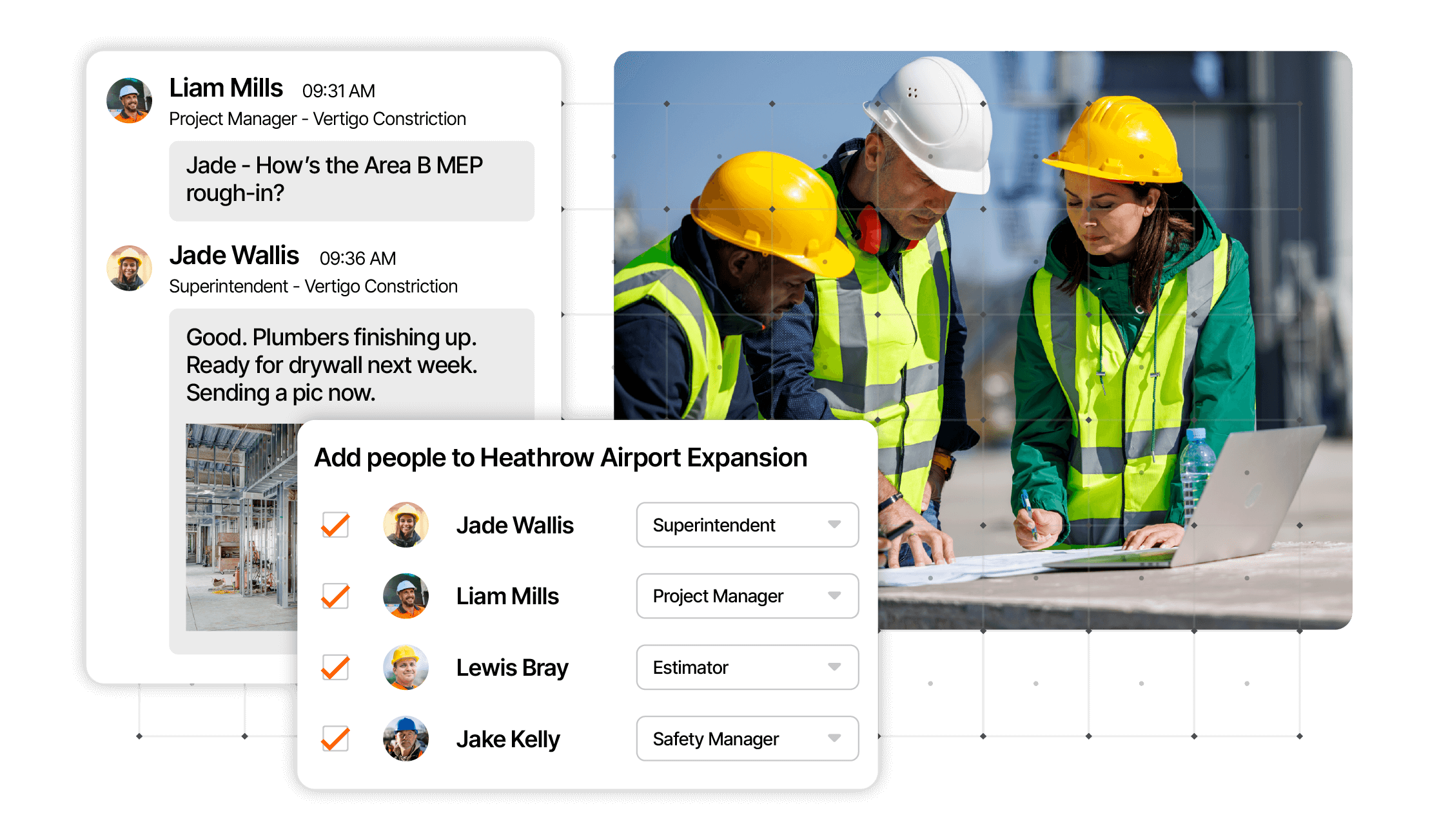 Visual of main contractors collaborating on a project