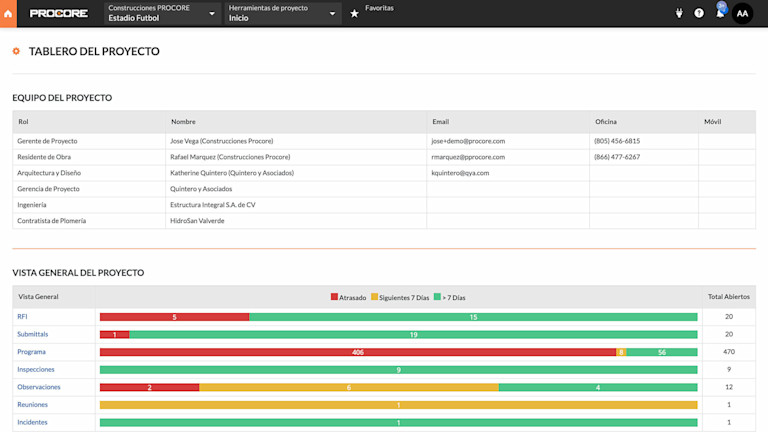 Project Management screen