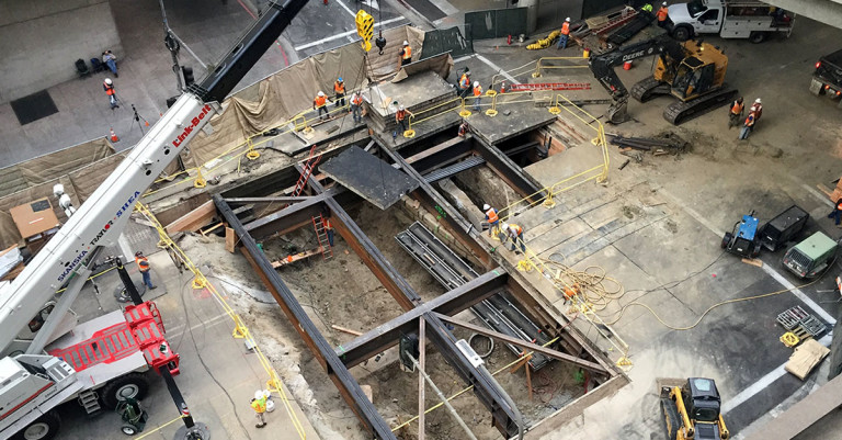 Aerial view of a construction site