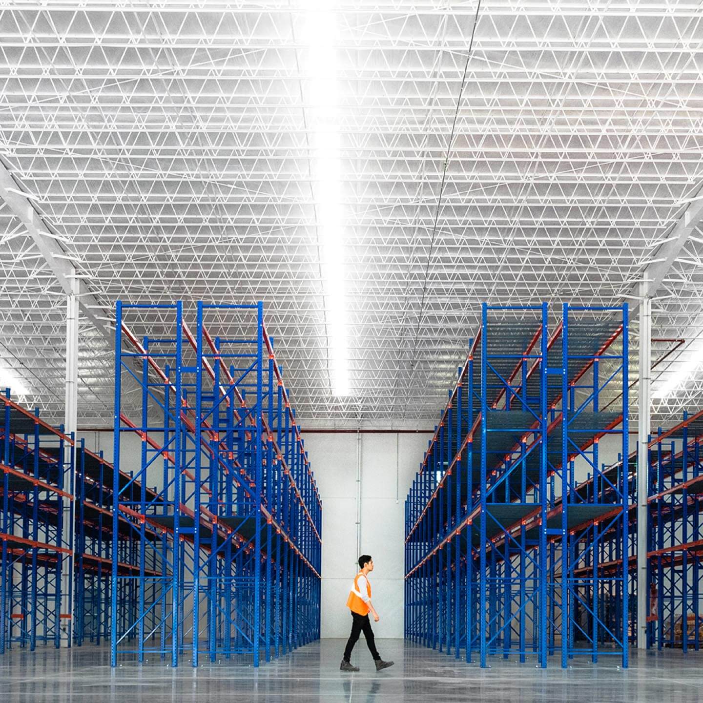 Interior of a large warehouse space