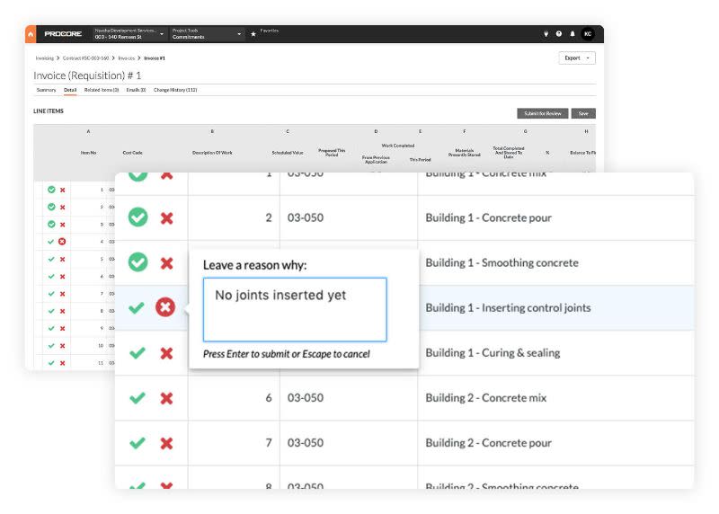 Procore commitment tool