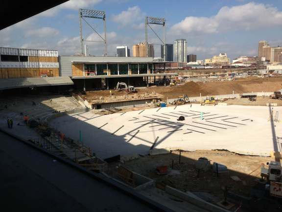 The interior of a stadium under construction