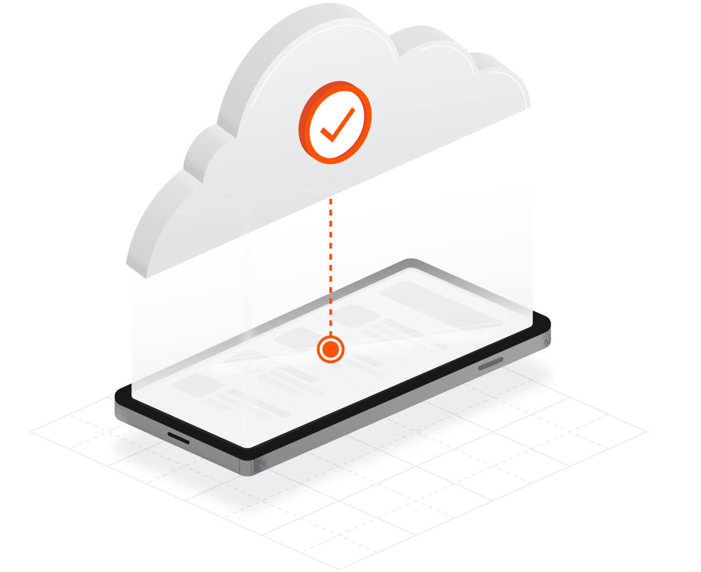 Illustration of mobile phone connecting to the cloud