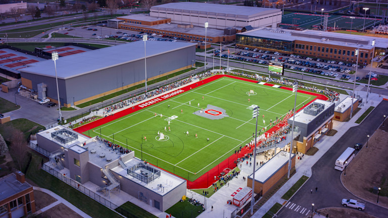 Aerial view of a football stadium