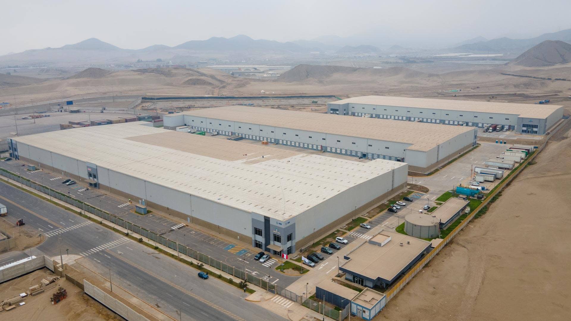 Aerial view of a company's headquarters located in the desert