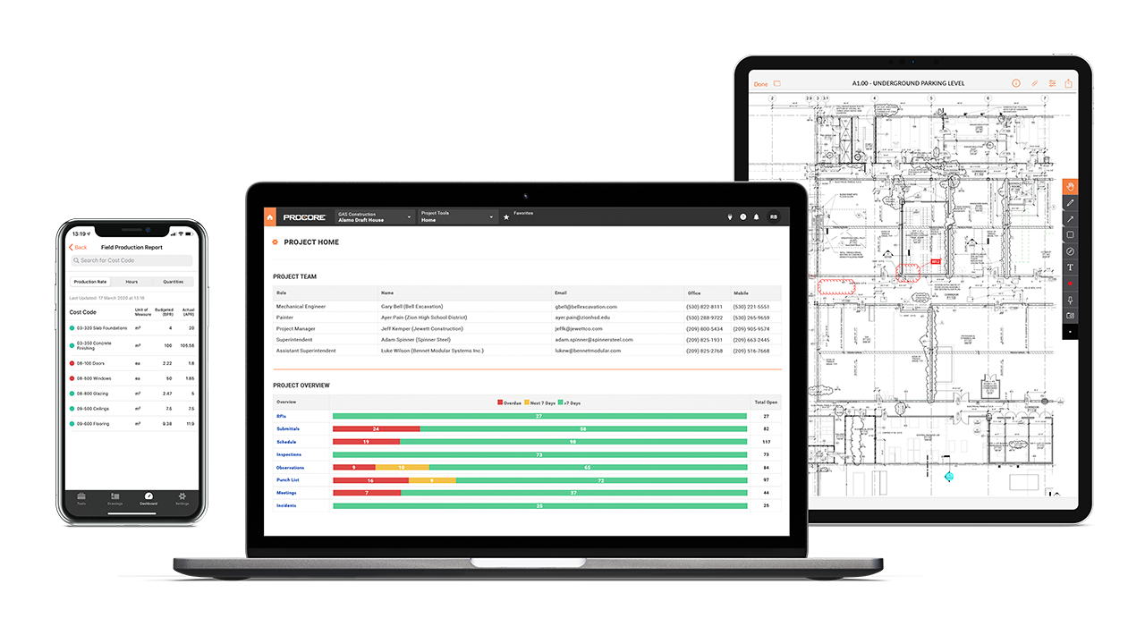 Procore on different devices