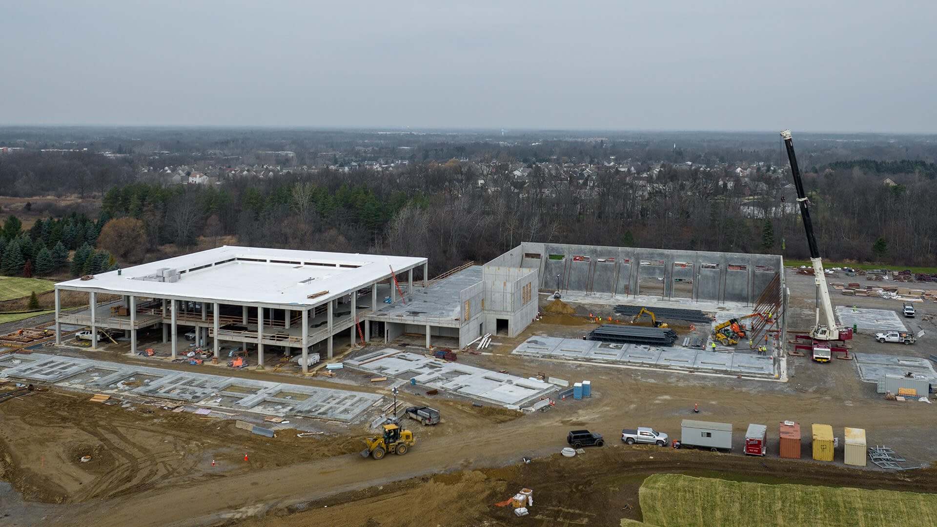 Aerial view of a construction site