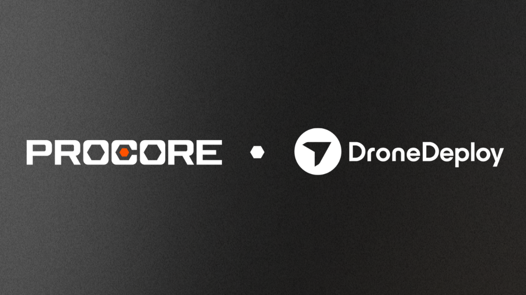 PROCORE and DroneDeploy logos connected by a dot on dark background
