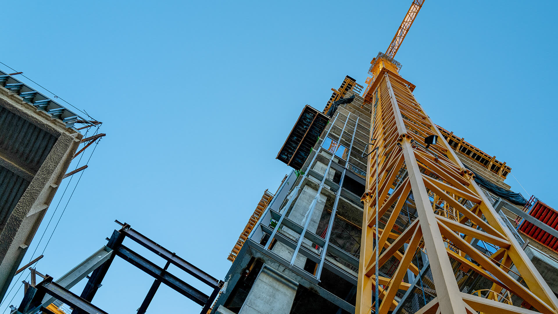 Low angle view of a building construction